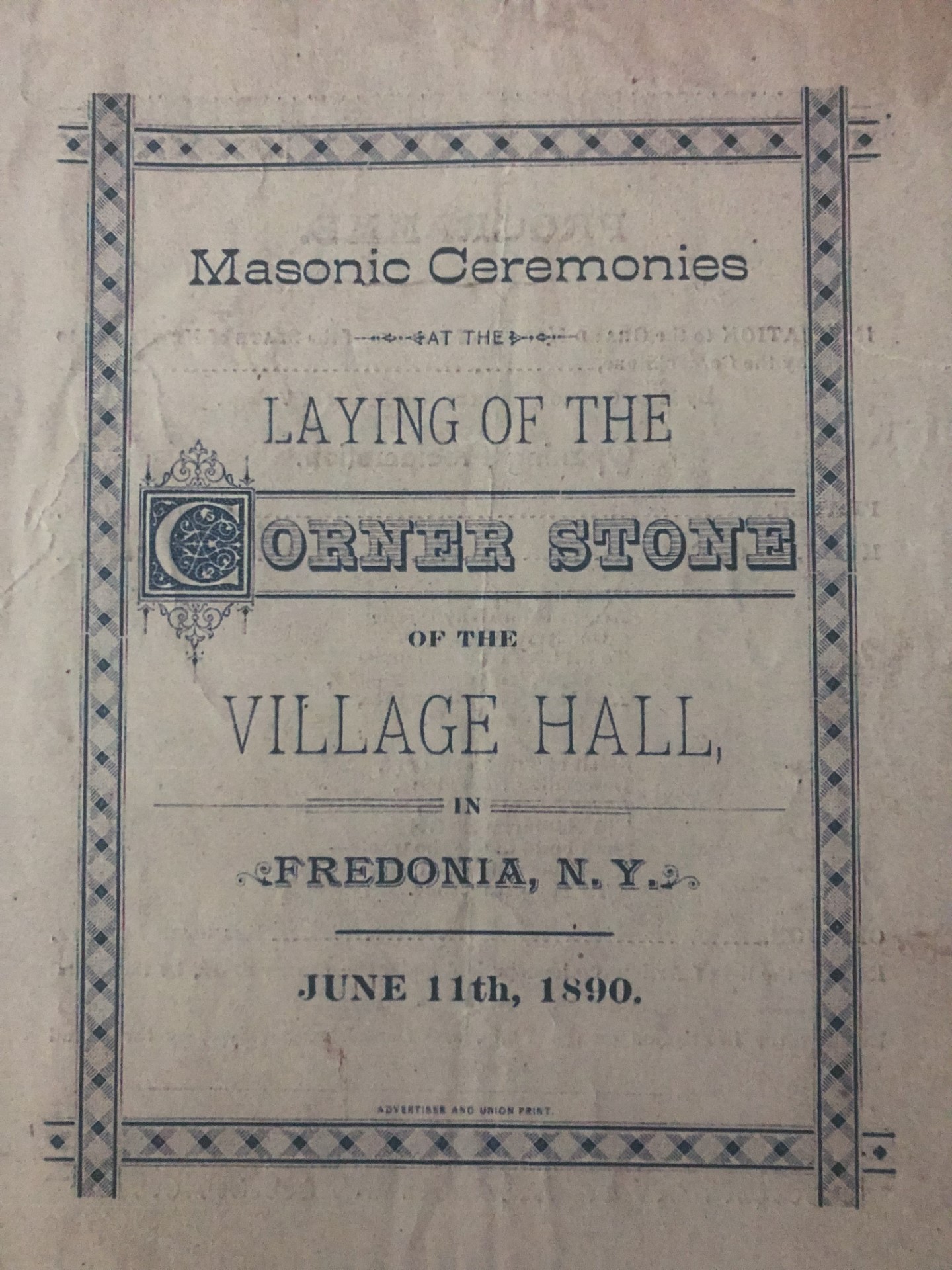Documents found from laying of Fredonia Village Hall cornerstone News